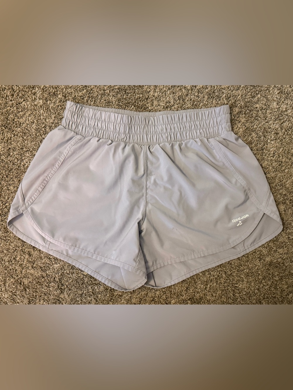 Reebok Women’s Light Gray Athletic Shorts with Elastic Waistband